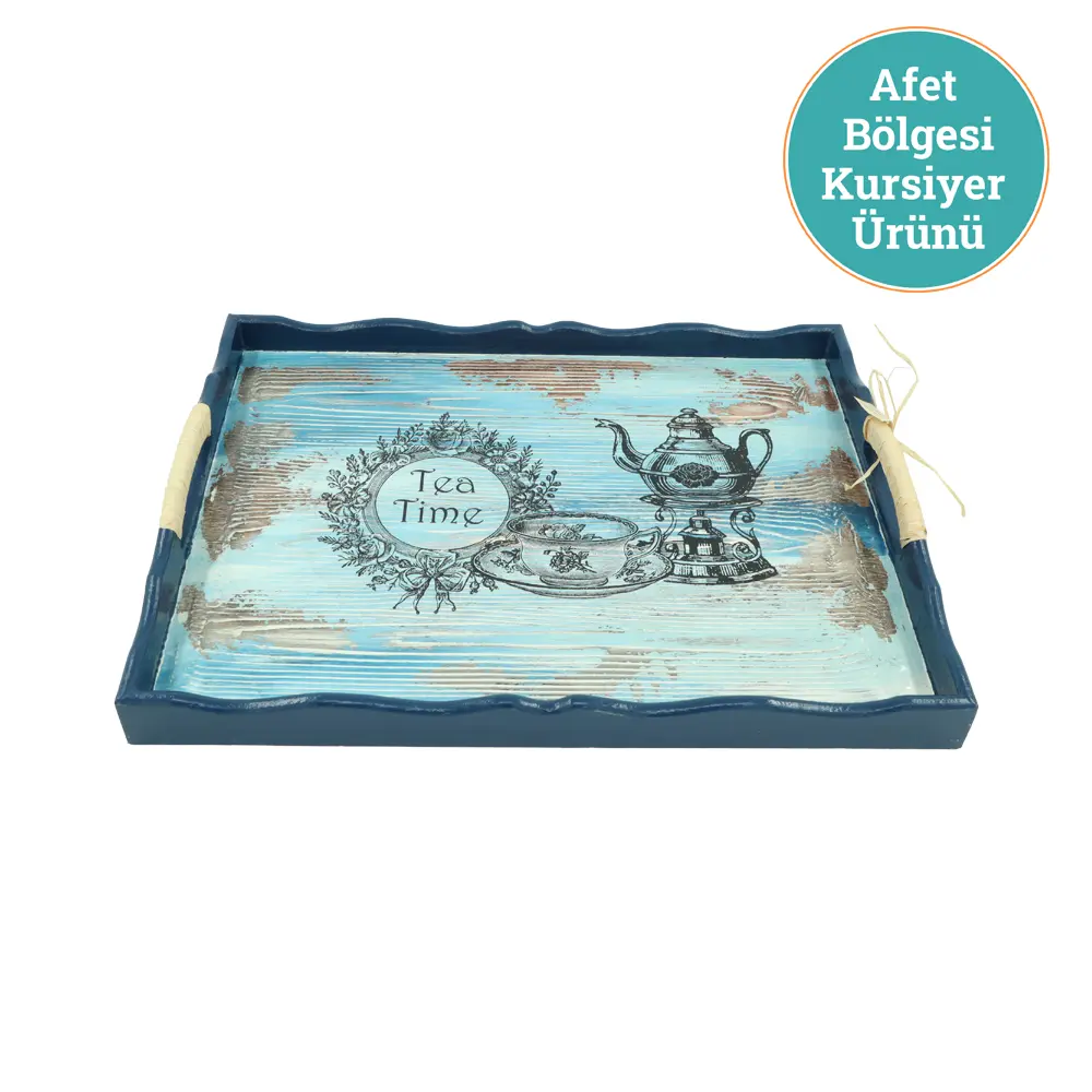 AHŞAP BOYAMA TEPSİ-MAVİ-2