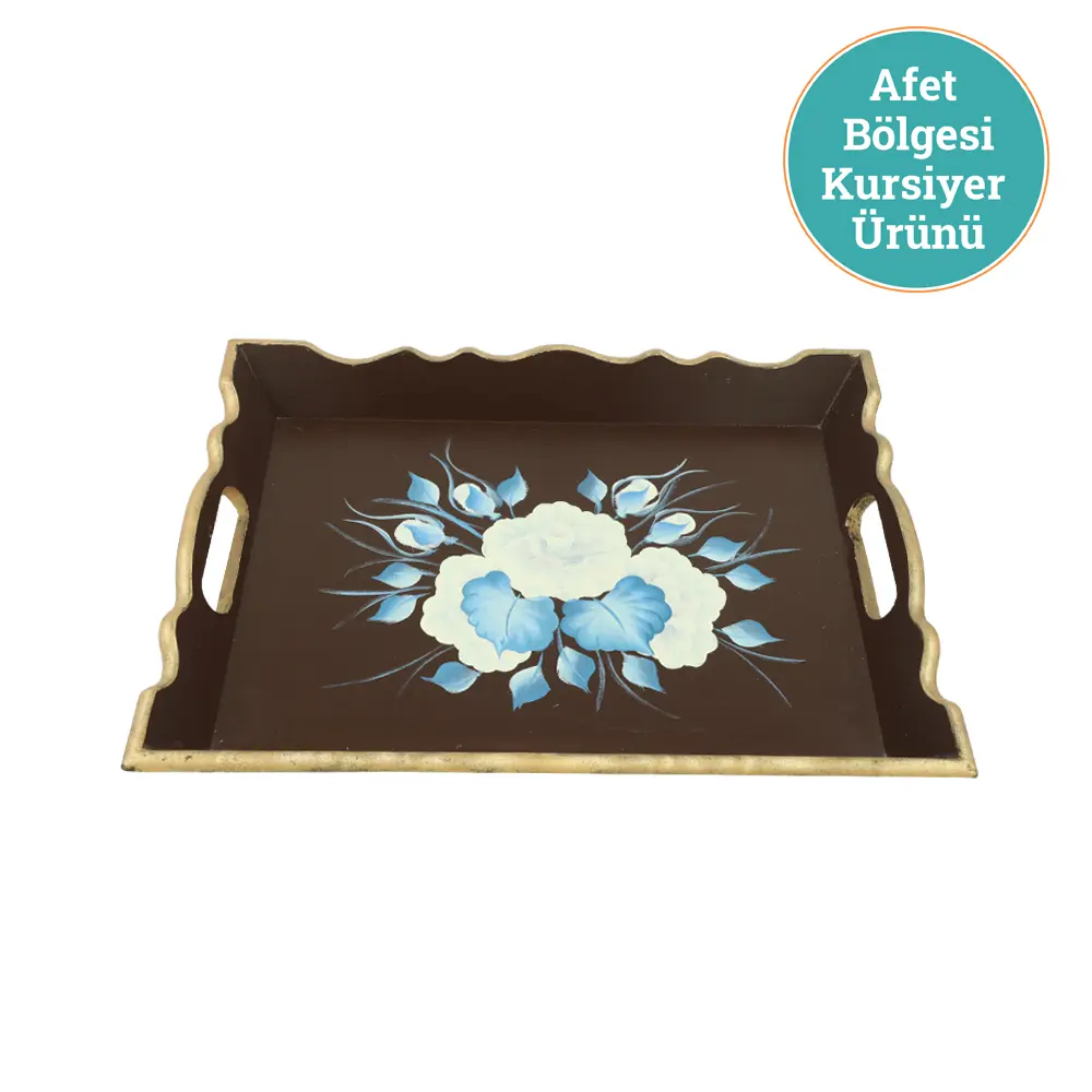 AHŞAP BOYAMA TEPSİ-MAVİ-2