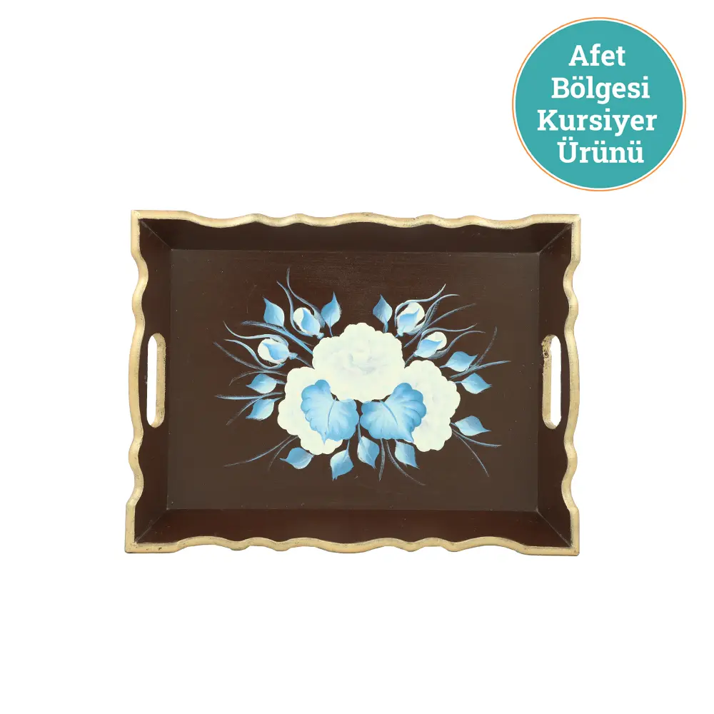 AHŞAP BOYAMA TEPSİ-MAVİ-1