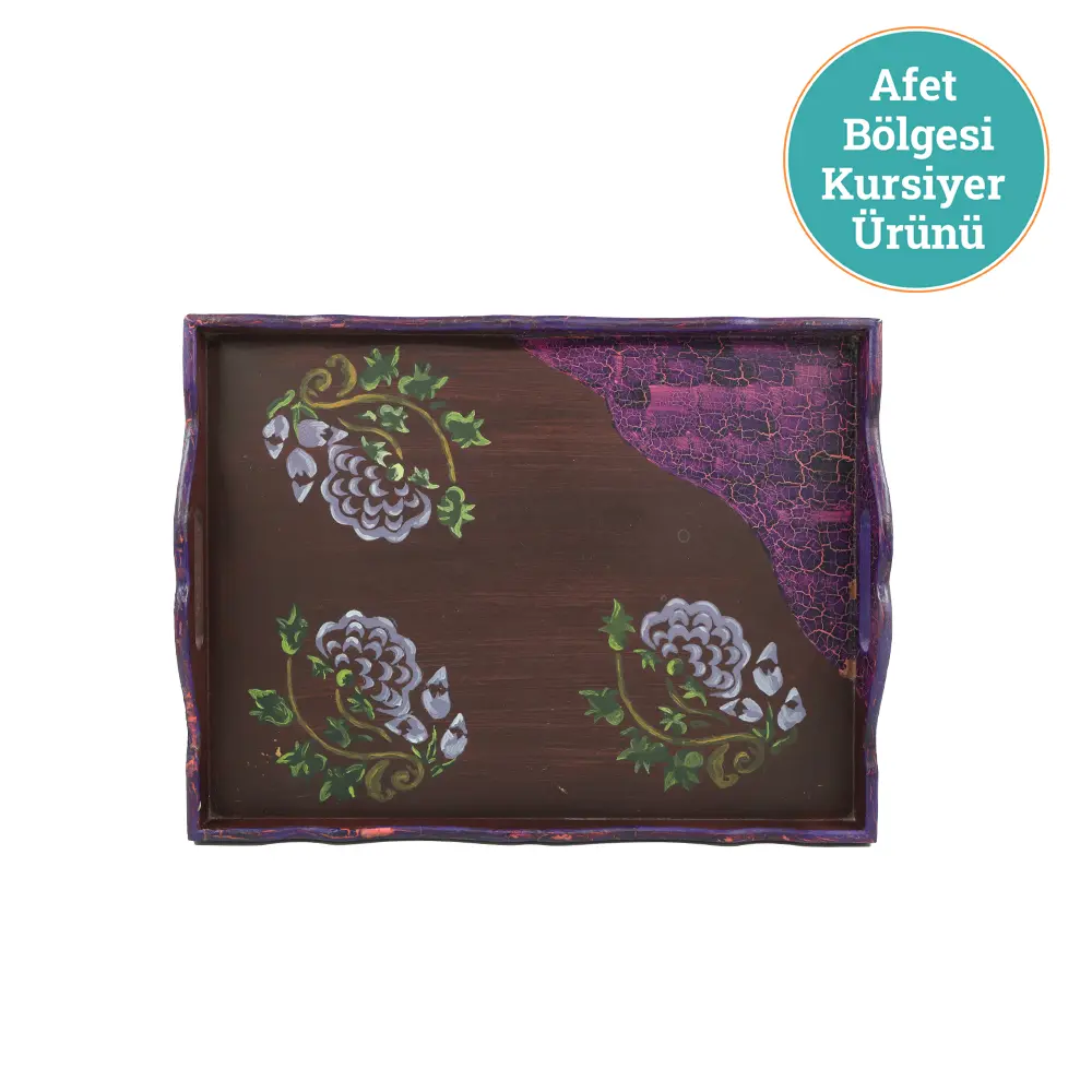 AHŞAP BOYAMA TEPSİ MOR