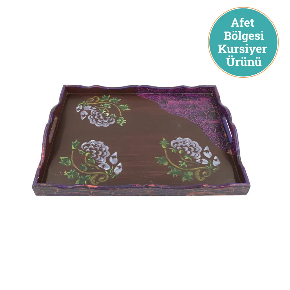 AHŞAP BOYAMA TEPSİ-MOR-2