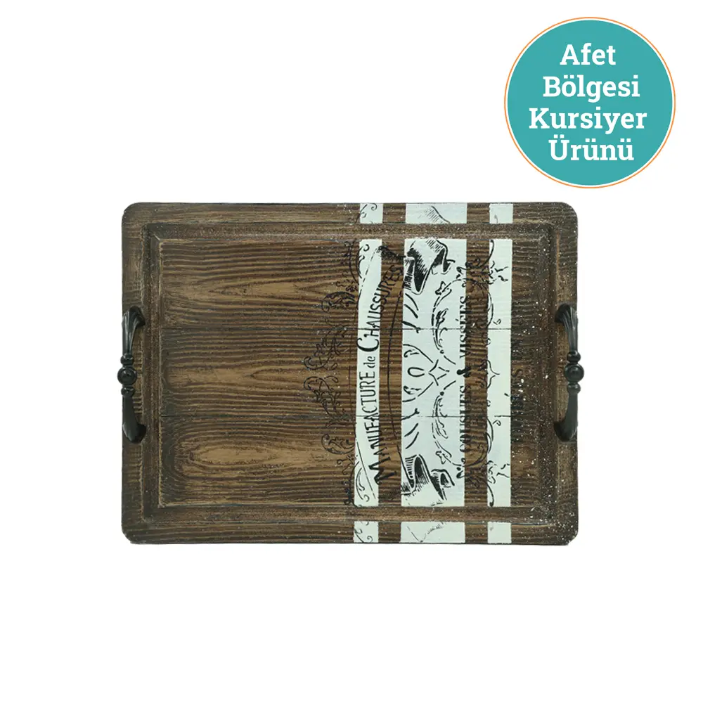 AHŞAP BOYAMA TEPSİ KAHVERENGİ