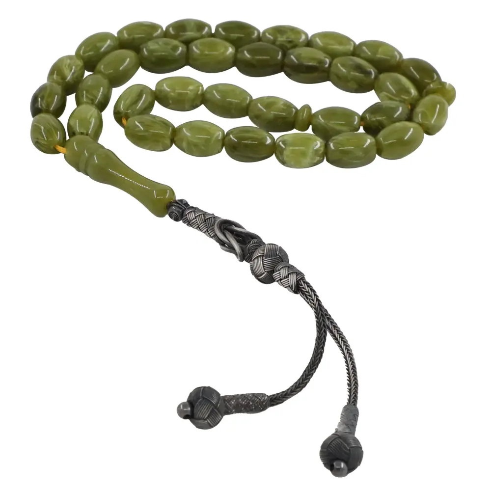 GÜMÜŞ KAZAZİYE KEHRİBAR TESBİH - 0007-HAKI-1