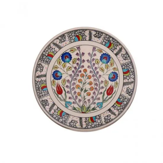 ÇİNİ TABAK - LEYLAK RUMİ KENARLIKLI-STANDART-1